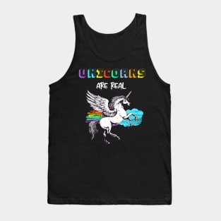 Unicorns Are Real Rainbow Humor Fun Tank Top